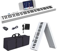 OYAYO 88 Billentyűs Összecsukható Digitális Zongora LCD Kijelzővel - Félig Súlyozott Billentyűk, Bluetooth MIDI, Hordtáskával, Gyerekeknek 1
