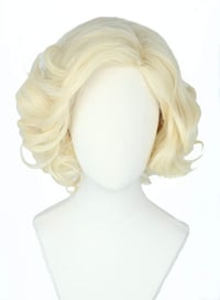 Topcosplay Szőke Rövid Göndör Paróka - Hőálló Szintetikus Haj Farsangi, Halloween és Cosplay Jelmezekhez, Állítható Méretű (55,9-62,2 cm) 1
