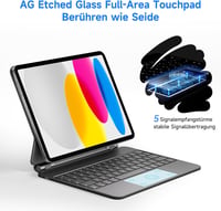 HOU Bluetooth Billentyűzet Tok iPad 11. Generáció 2025 A16/10. Generáció 2022 Készülékekhez - Mágneses Állvány, Érintőpad, QWERTZ, Fekete 7