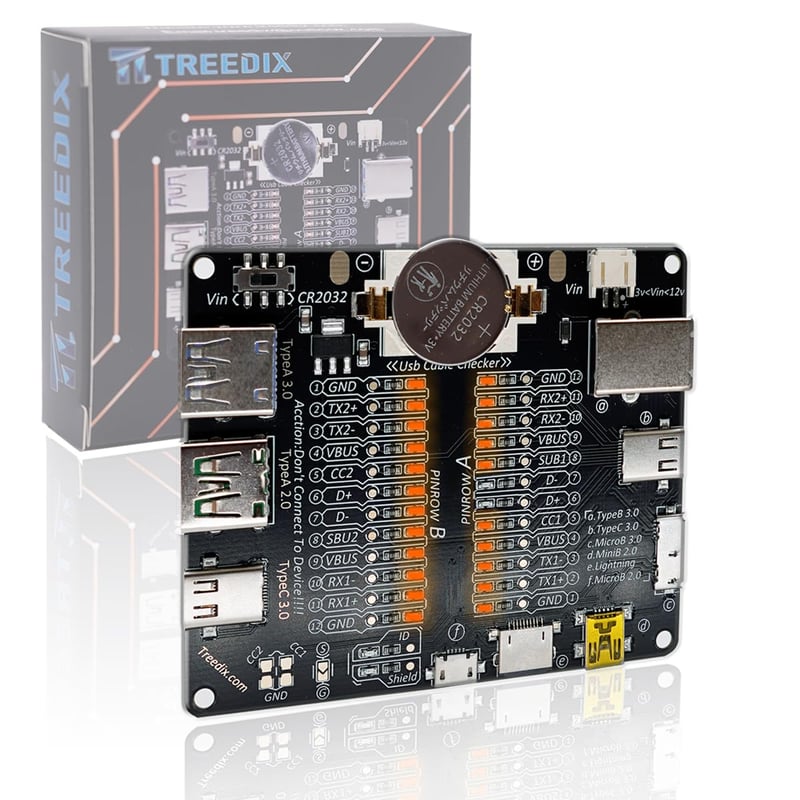 Treedix USB-kábelteszter - Gyors ellenőrzés minden típushoz (USB-C, A, B, Micro, Mini, Lightning)