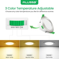 ALUSSO LED Süllyesztett Mennyezeti Spotlámpa Szett, 230V, Dimmelhető, 68mm, 4W, IP44, 3 Színhőmérséklet, Fürdőszobába, Konyhába, 12db 3