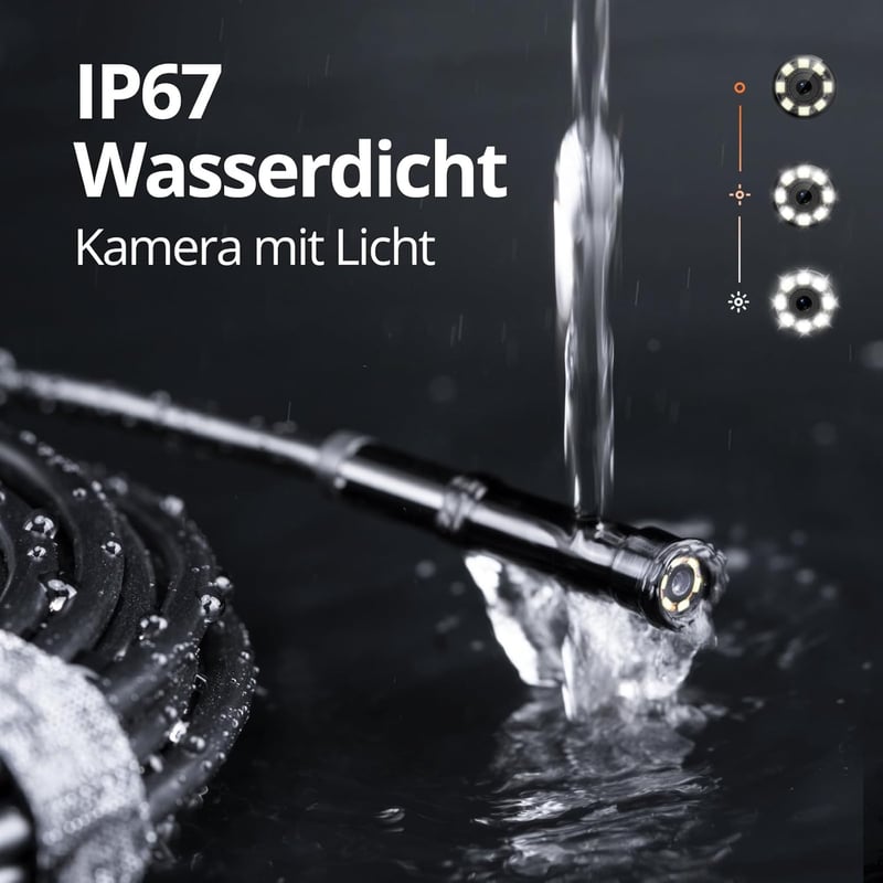 DEPSTECH 1080P HD Endoszkóp Kamera 5m, 2.4" IPS Kijelző, 2X Zoom, Csőkamera Házfelügyeleti Eszköz