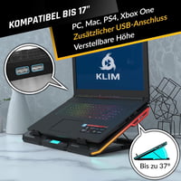 KLIM Glacier Laptop Hűtő - 6 Ventilátoros RGB Háttérvilágítással - 11-17 Colos Laptopokhoz - Stabil és Csendes Gamer Hűtőpad - USB Tápellátá 6