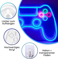 NELUX Gamer Kontroller Neon LED Világítás - Fali Dekoráció Játékszobába, USB Csatlakozás, Fényerőszabályzó, 41x26,5 cm 5