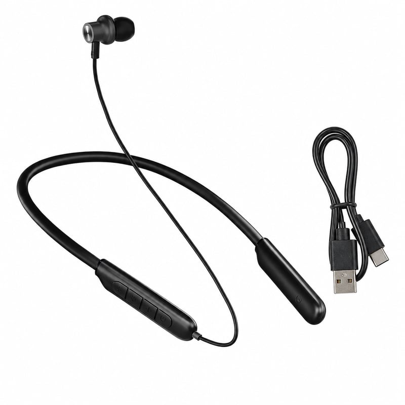 Căști Bluetooth 5.3 cu bandă de gât TONEMAC N8A — defecte, pentru piese: o parte nu funcționează, fără cablu de încărcare (stare: vezi a 2-a imagine)
