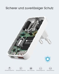 ZINOOY 35W Dupla Portos Gyorstöltő, PD/QC 3.0 USB-C és USB-A, iPhone 16/15 Samsung iPad Huawei Kompatibilis, Ultra Lapos Töltő Utazáshoz, Ot 7