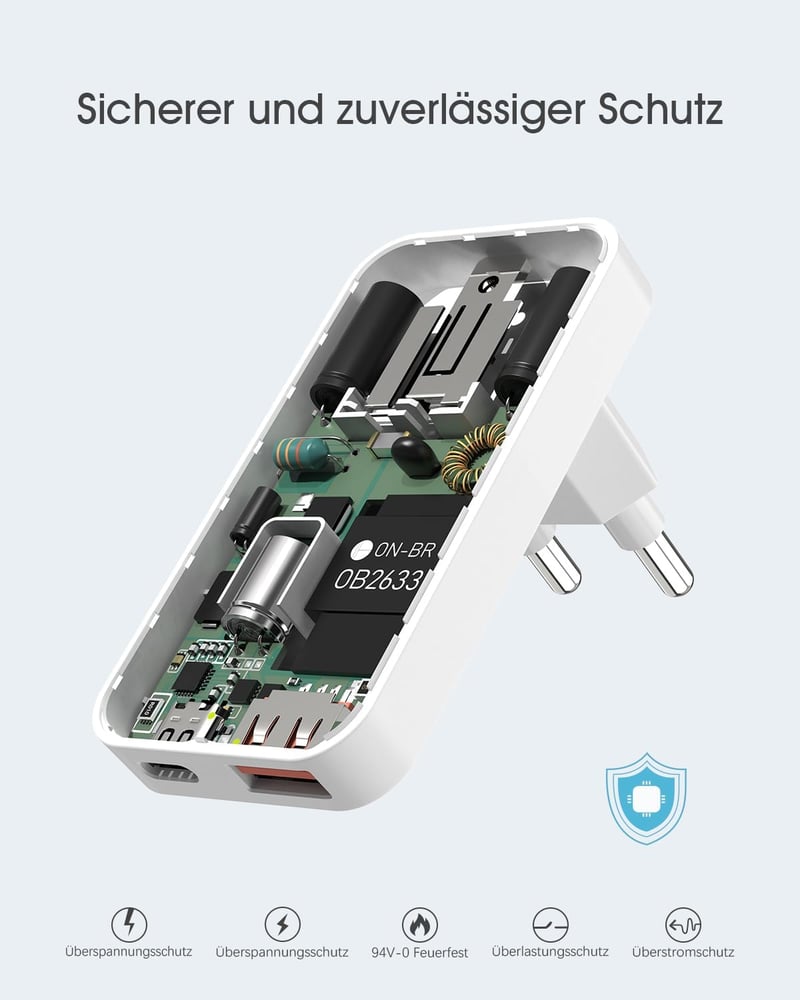 ZINOOY 35W Dupla Portos Gyorstöltő, PD/QC 3.0 USB-C és USB-A, iPhone 16/15 Samsung iPad Huawei Kompatibilis, Ultra Lapos Töltő Utazáshoz, Ot