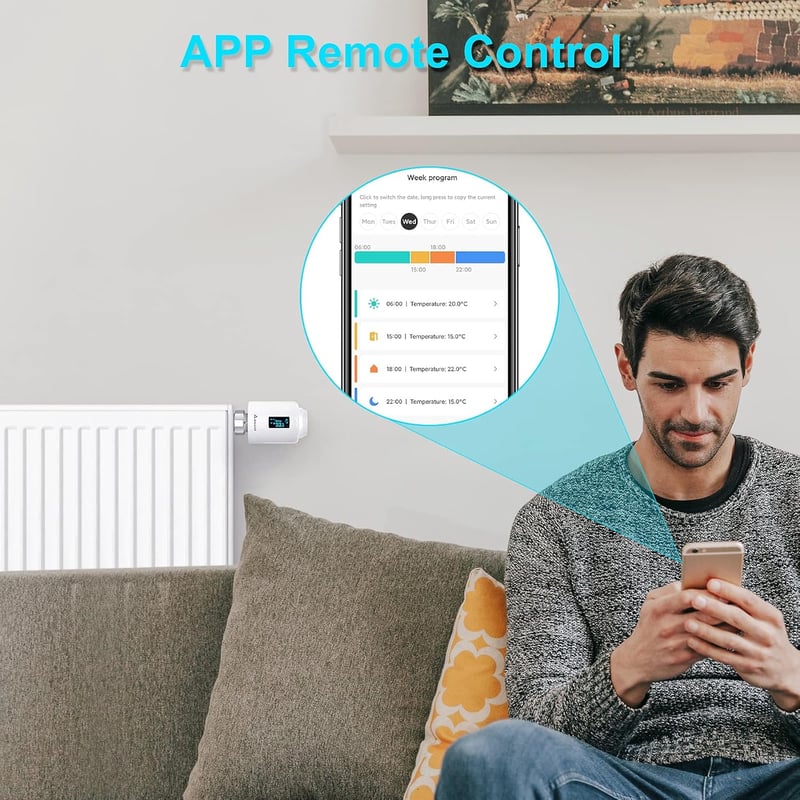 SALCAR okos radiátor termosztát - Alexa és Google kompatibilis, OLED kijelzős, Tuya ZigBee