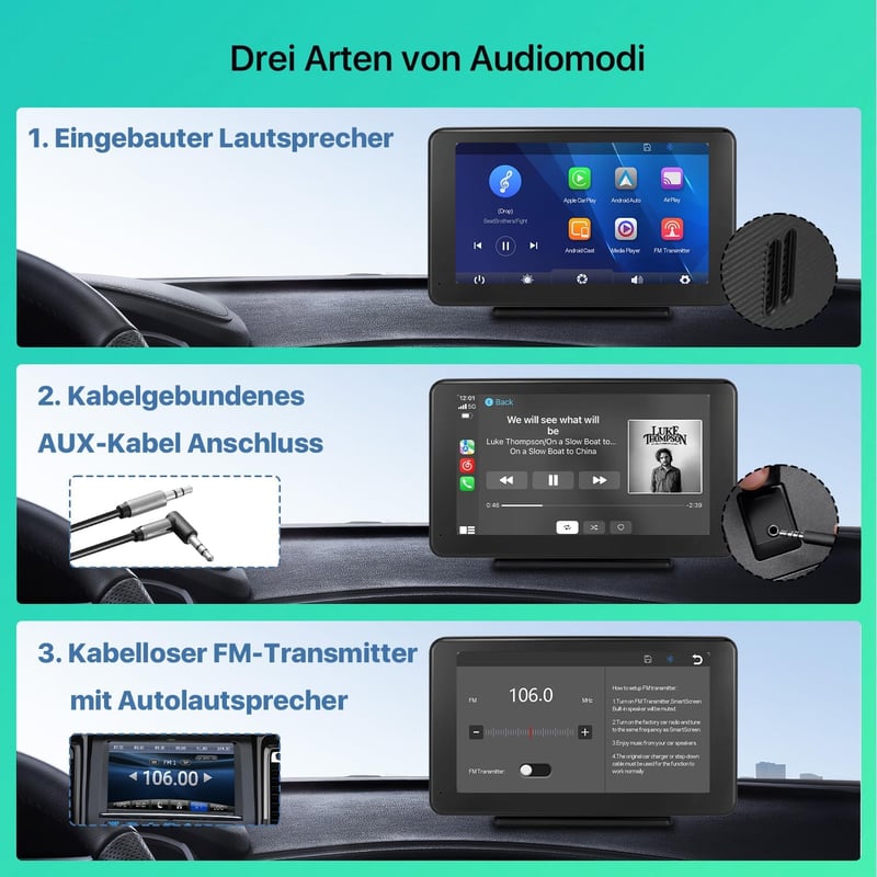 GreenAuto T86 7" érintőképernyős autórádió CarPlay-jel, Android Auto-val és tolatókamerával