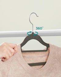 SONGMICS Bársony Vállfa Szett 20 db - Csúszásmentes, Vékony, Helytakarékos Akasztók Nyakkendőtartóval, 360°-ban Forgatható Kampóval, Ruhákho 7