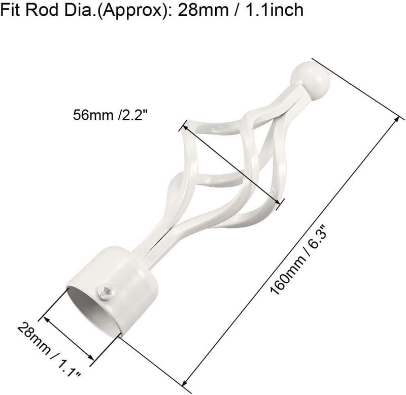 Fehér függönyrúdvég szett 28 mm-es rúdhoz, 4 darabos