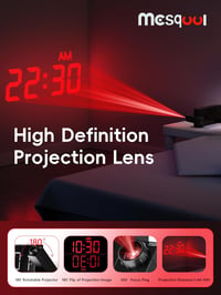 Digitális Projektoros Ébresztőóra 7" LED Kijelzővel - Fényerőszabályzás, 180° Forgatható Projektor, USB Töltő, Szundi Funkció, Tartalék Elem 4
