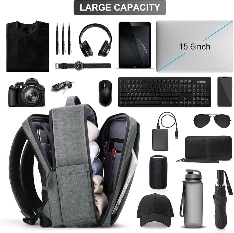 HOMIEE 15,6" Vízálló Üzleti Laptop Hátizsák USB Töltőporttal, Repülőgép Kézipoggyász Méretű