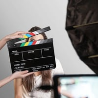 Temery Professzionális Filmklapk 30x25 cm - Akril Csapó Tábla Filmezéshez, Mágnessel, Tisztító Készlettel, Fekete Hollywood Stílusú Videó Ke 7