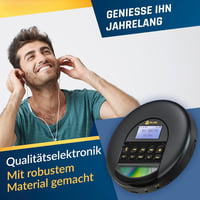 KLIM Nomad Hordozható CD Lejátszó Bluetooth - Hosszú Üzemidejű Akkumulátor, Fejhallgatóval, CD-R/RW/MP3 Támogatás, TF Kártyaolvasó, FM Rádió 6