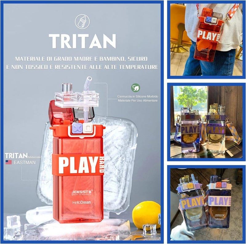 JEKSSTB Kék Gyerek Kulacs 520 ml - Praktikus Méretű Ivópalack