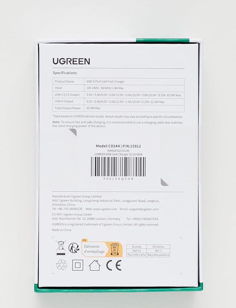 UGREEN Nexode 65W GaN USB-C töltő 3 porttal, iPhone 15, MacBook, Samsung S24 kompatibilis