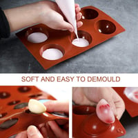 Tégla Piros Félkör Szilikon Sütőforma 6 Lyukkal - Puding, Csokoládé, Tortadísz 6