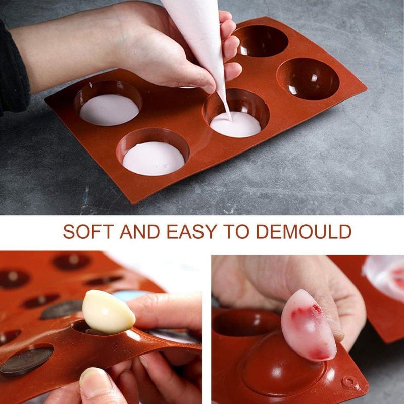 Tégla Piros Félkör Szilikon Sütőforma 6 Lyukkal - Puding, Csokoládé, Tortadísz