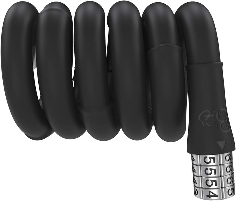 Antifurt bicicletă VOLO BAMBOO, acoperit cu silicon, cu 4 cifre, 13 mm x 100 cm, negru
