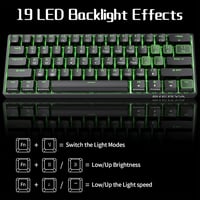 Dierya DK61se Mechanikus Gamer Billentyűzet, 60% Kompakt, 61 Gombos, Kék Kapcsolós, Anti-Ghosting, USB-C, Kék Háttérvilágítás, Windows Kompa 4