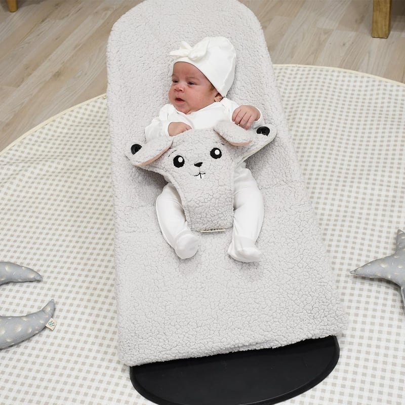 JYOKO KIDS Babybjorn Soft és Balance hintaágyhoz való huzat, nyuszi mintás, polár anyagú, hipoallergén, Oeko-Tex tanúsítvánnyal, 45g