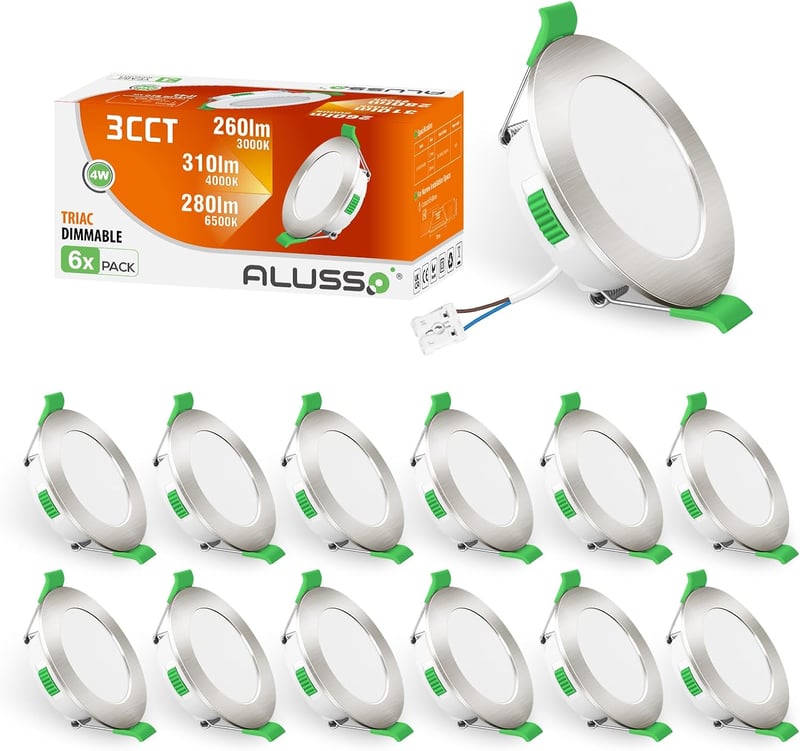 ALUSSO LED Süllyesztett Mennyezeti Spotlámpa Szett, 230V, Dimmelhető, 68mm, 4W, IP44, 3 Színhőmérséklet, Fürdőszobába, Konyhába, 12db