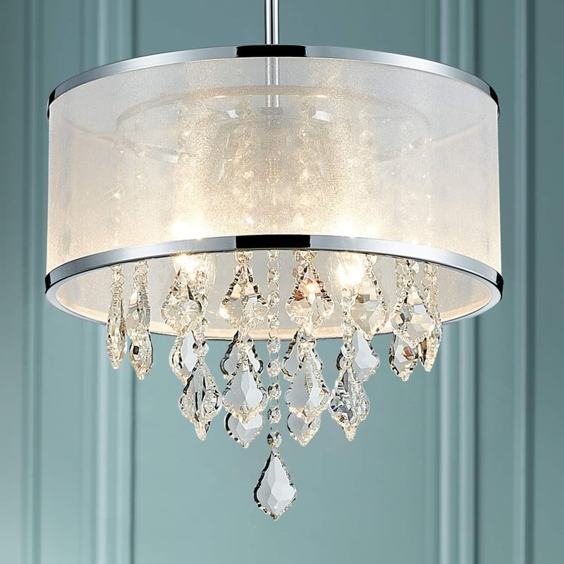 Bestier Modern Kristály Csillár Mennyezeti Lámpa - Króm Félig Süllyesztett, 6 Izzós, E14 Foglalat, 77x25x19 cm, LED/CFL Kompatibilis