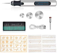 Akkus USB mini gravírozó készlet - fémre, fára, üvegre, ékszerre (ezüst) 1