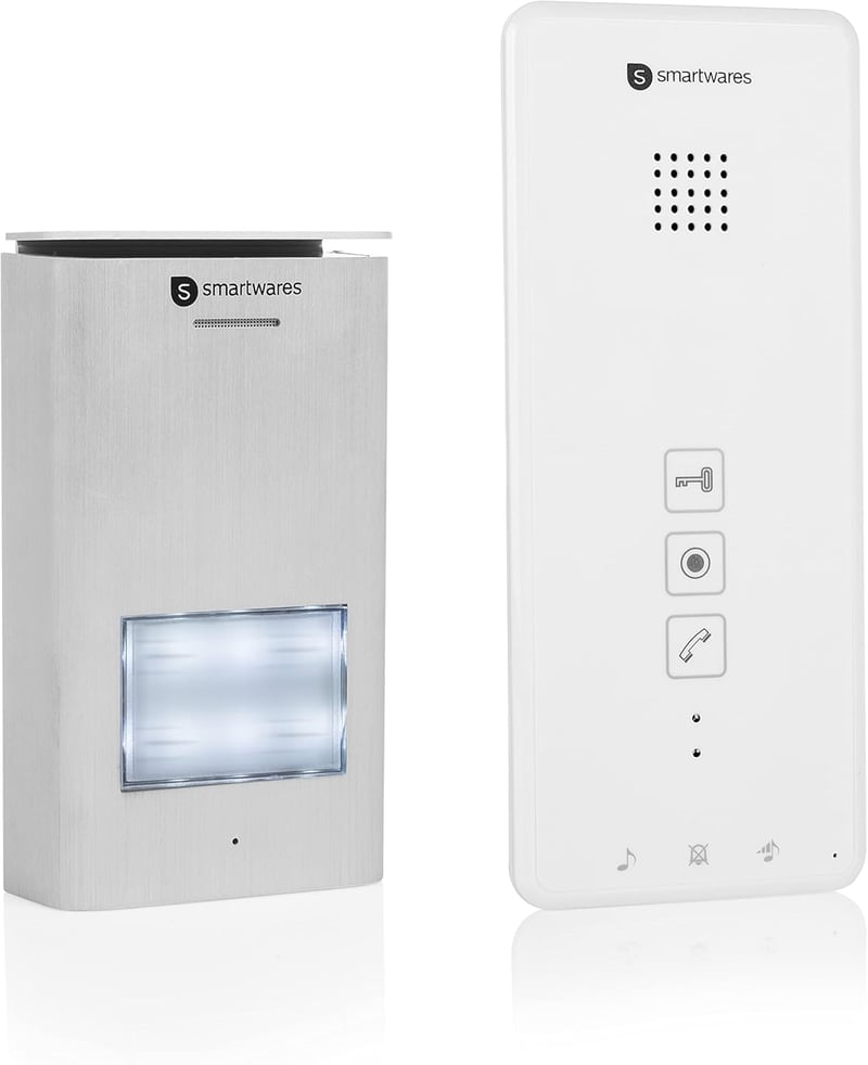 Smartwares DIC-21112 Kaputelefon - Alumínium Házas Vezetékes Intercom Rendszer 15W Teljesítménnyel, Fehér-Ezüst