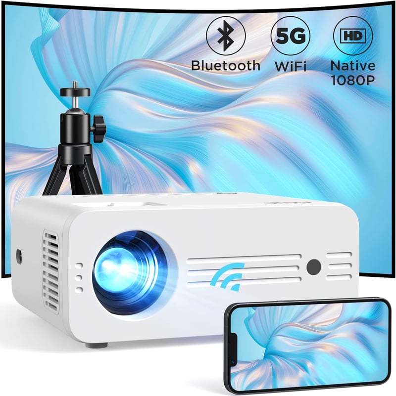 AKIYO O7 Full HD 1080P WiFi Bluetooth Projektor 200 ANSI - Hordozható Házimozi Vetítő 240" Képernyővel, 5G Támogatással, Kompatibilis Fire S