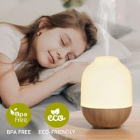 SALUBRITO Aroma Diffúzor 100ml - Ultrahangos Illóolaj Párologtató Fehér Fa Mintázattal, Automata Kikapcsolással, Színes LED Világítással Ott 6
