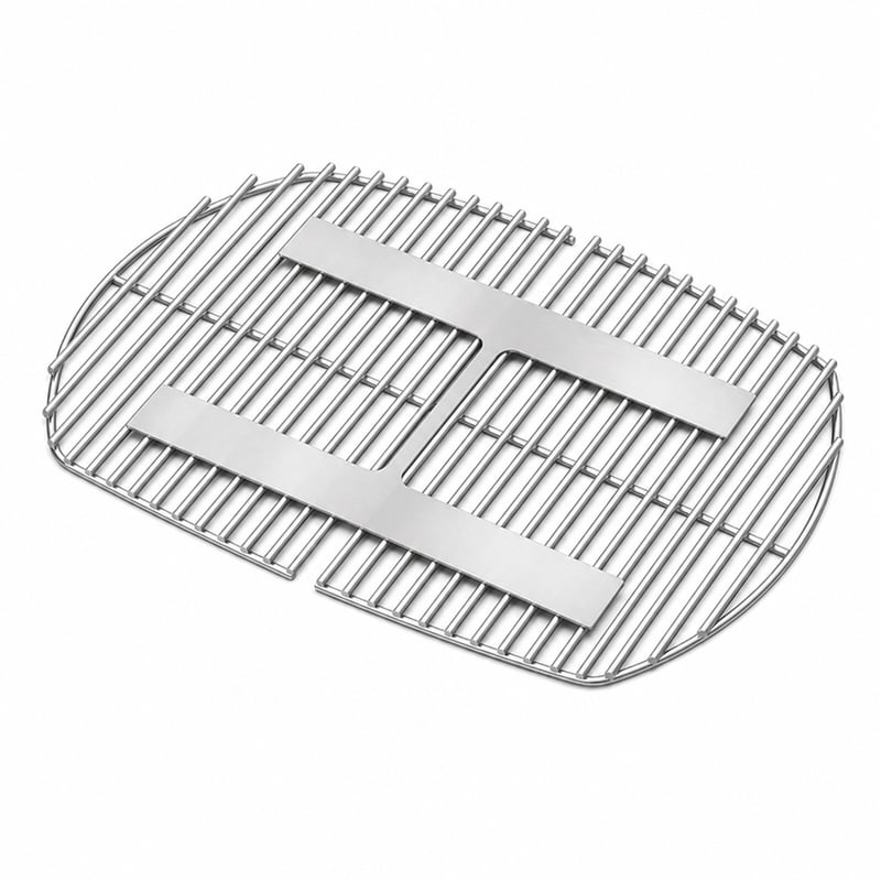 onlyfire Rozsdamentes Acél Grillrács Weber Q200, Q220, Q2000, Q2200, Q2400 Gázgrillhez — két fém tartó hiányzik (állapot: lásd a 2. képet)