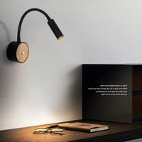 ouglres Fali Olvasólámpa 2 db - LED Fali Lámpa Kapcsolóval, 360° Hattyúnyakú, Fa és Fekete Ipari Dizájn, 3000K Meleg Fény Hálószobába, Fürdő 3