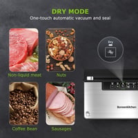 Bonsenkitchen VS3000 Vákuumfóliázó 5 Üzemmóddal - Beépített Vágóval, 130W Nagy Teljesítmény, Folyamatos Működés, 10 Zacskóval és 1 Tekerccse 6
