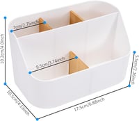QH-Shop Fehér Fa Íróasztal Rendszerező 5 Rekesszel - Távirányító és Irodaszer Tartó 5