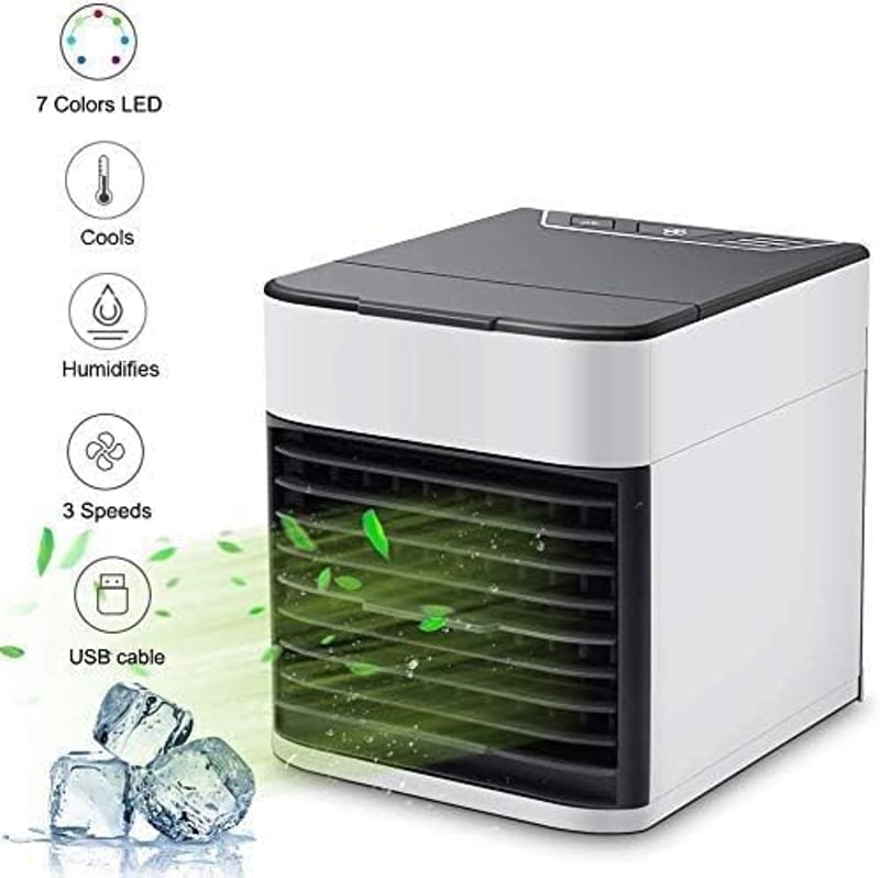 shirun 4 az 1-ben Hordozható Léghűtő, Mini Klíma 3 Sebességgel, Párásító és Légtisztító Funkcióval, 400ml Víztartály, USB, Otthonra, Irodába