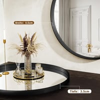 Koonmi Fekete Kerek Fürdőszobai Tükör 76 cm - Fém Kerettel, Biztonsági Üveggel, Falra Szerelhető Dekoratív Tükör Nappaliba, Előszobába 5