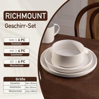 Richmount Star 18 részes étkészlet 6 személyre - karcálló kőedény tányérkészlet, mikrózható, mosogatógépbe tehető, fényes matt fehér 3