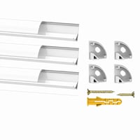 Chesbung LED hliníkový rohový profil biely, tvar V, 4x1 m pre LED pásy (1-12 mm), s mliečnym krytom, koncovkami a kovovými úchytkami, 45 stupňov — sada 4 ks 2