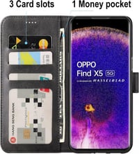 Oppo Find X5 5G PU bőr tok 3 kártyatartóval - Cresee 3