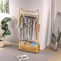 ihomemore Fém Ruhaállvány Tárolópolccal - Fekete-Arany Minimál Stílusú Álló Ruhatartó Ruháknak, Kabátoknak, Szoknyáknak, Ingeknek 4