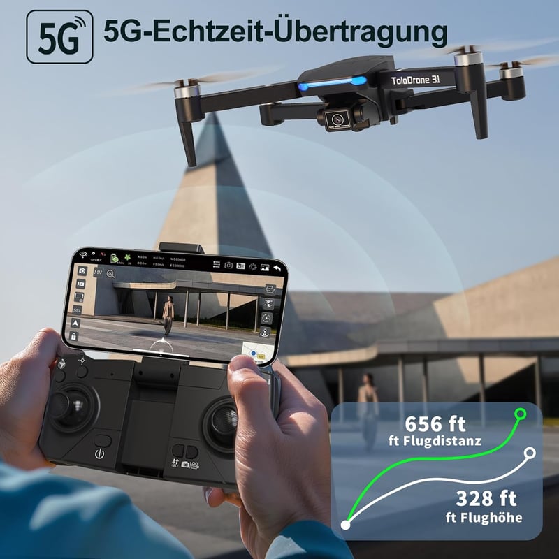 Toladrone TD31GPS 4K Drón GPS Navigációval - 5G WiFi FPV Élőkép, Kefenélküli Motor, Automatikus Visszatérés, Követés Funkció, Kezdőknek és H