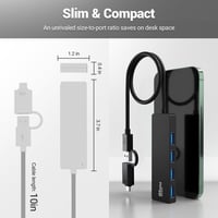 Ultravékony 4 portos USB 3.0 hub - Gyors adapter PC-hez és MacBookhoz 5