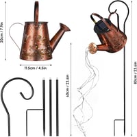Herefun Napelemes Öntözőkanna Lámpa - Retro Fém Kerti Világítás LED Csillag Fényekkel, IP65 Vízálló, Állvánnyal, Meleg Fehér Fény Kertbe, Ud 5