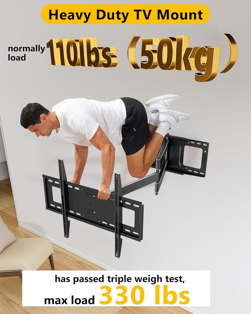 WHYFONE TV Fali Tartó 37-86" Képernyőkhöz - 120 cm Extra Hosszú Forgó Kar, 180° Elforgatható, 50 kg Teherbírás, VESA 600x400 mm