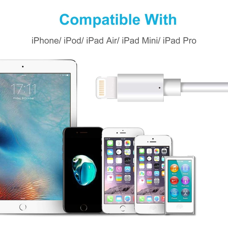 iPhone Lightning töltőkábel szett, 3db 2m MFi tanúsított, iPhone 14-6s/iPad/AirPods