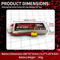 Roaring Top 2200mAh 11.1V 3S 35C LiPo akkumulátor XT60 csatlakozóval RC járművekhez és drónokhoz (2 db) 2