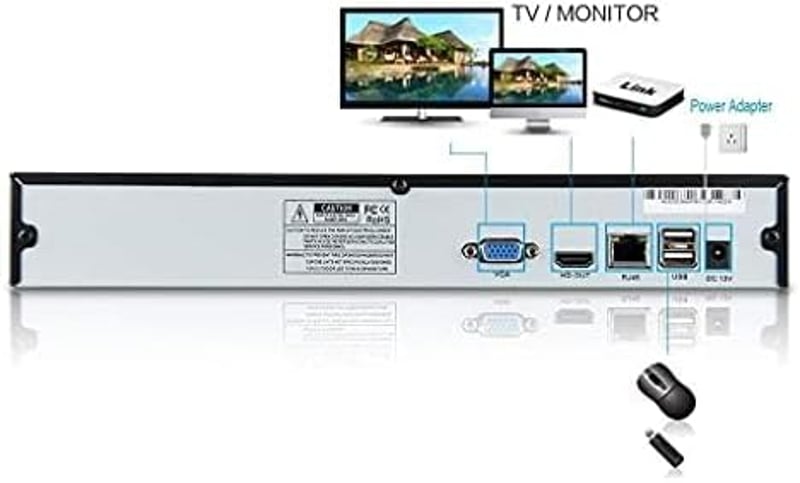 SECULINK 16 Csatornás 4K/8MP Felhő NVR Hálózati Videórögzítő, 3840x2160P, H.265 Tömörítés, Távoli Elérés, Mozgásérzékelés, 6TB Tárhely Támog