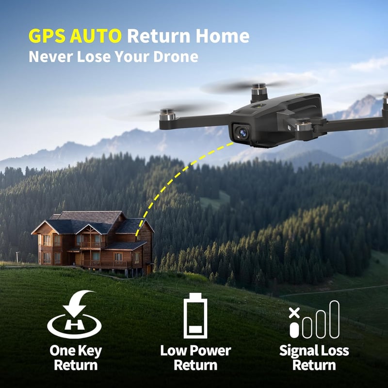 karuisrc K610 GPS Drón 4K Dupla Kamerával, SD Kártya, 5G WiFi, Követés Funkcióval - Összecsukható, Könnyű Kezdő Drón Felnőtteknek